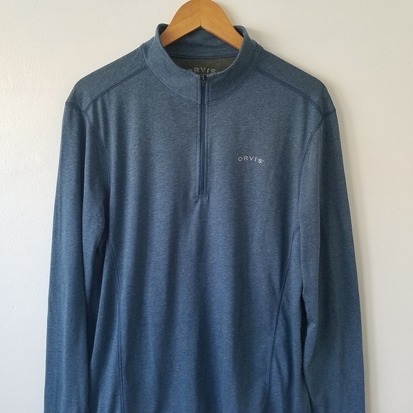 ORVIS Blue 1/4 Zip Longsleeve Pull-over Shirt Top Mens Size Medium - Picture 5 of 12